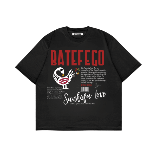 Batefego Sankofa Tshirt Black Front